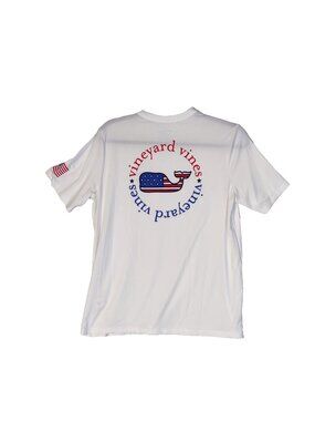 VINEYARD VINES Boys XL (18) PERFORMANCE S/S GRAPIC HARBOR SHIRT USA Flag EUC